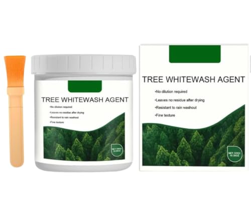 Tree Trunk Whitewash Paint with Brush - Sun & Frost Bark Protection (10.58 oz)