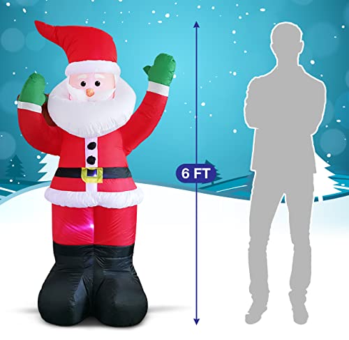 Holiday Essence 6 Ft Inflatable Santa Claus Outdoor Christmas Decoration with LED Lights