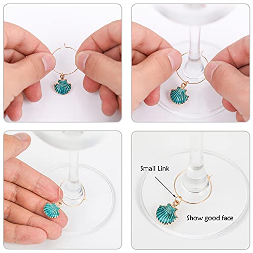 MOSNLEILA Wine Glass Charms - 18 Colorful Beach-Themed Christmas Favors - Unique Stemware Marker Set