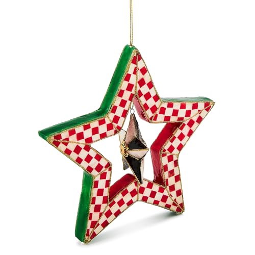 MacKenzie-Childs Check It Out Red Capiz Star Ornament – Set of 1