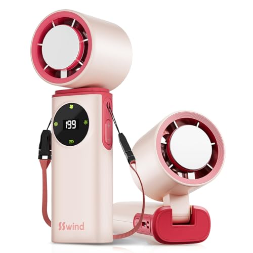 SSWind Portable Handheld Fan with Ice Cooling & 6000mAh Battery - Pink