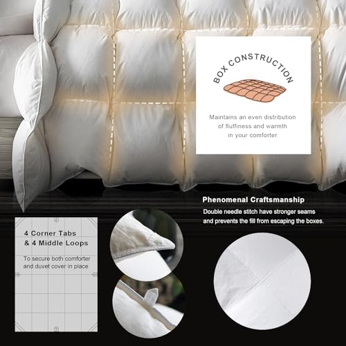 All Season Feather Down Comforter King Size Organic Cotton Duvet Insert