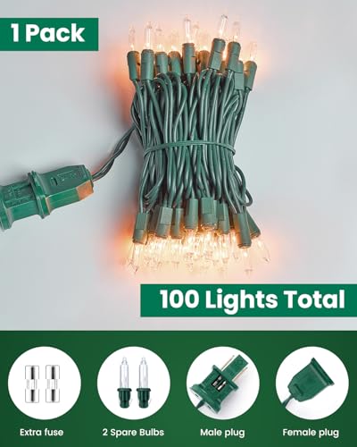 Minetom Clear Christmas String Lights 20Ft 100 Count Incandescent Mini Lights