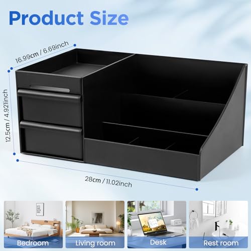 Black Cologne Organizer Stand for Men, Bathroom Counter Storage