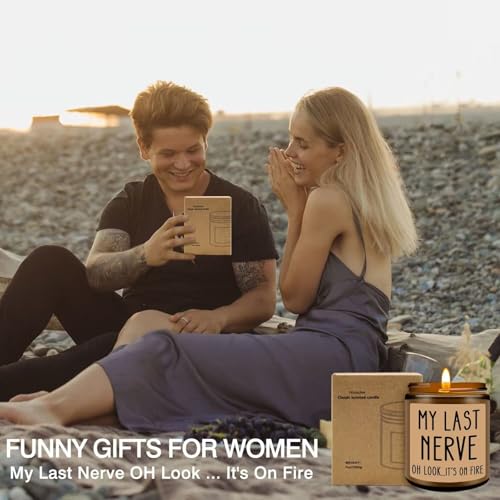 My Last Nerve Lavender Candle - Funny Gifts for Women Men, Birthday, White Elephant