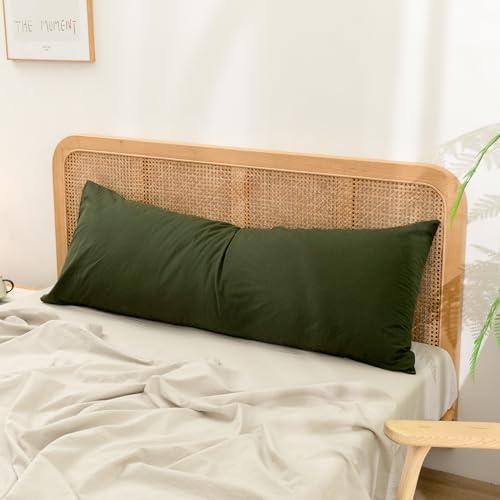 Olive Green Washed Cotton Body Pillowcase, 20 x 54 Inch Envelope Closure