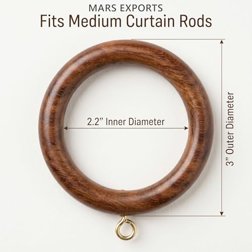 24-Piece Wooden Curtain Rod Rings, 2.2-Inch Inner Diameter Rosewood Rings