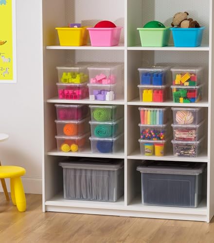 Clear Storage Bins with Lids 6-Quart 6-Pack Stackable Plastic Containers