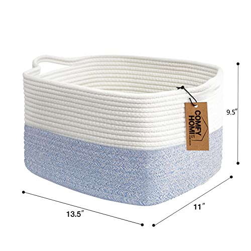 Cotton Rope Woven Storage Basket with Handles - Decorative Shelf Organizer