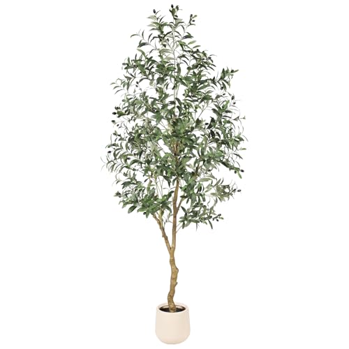 7ft Artificial Olive Tree with Planter - Realistic Faux Plant for Home Decor