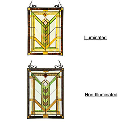 Handcrafted Stained Glass Window Panel 18x24 - Mission Style