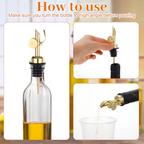 12 Pcs Stainless Steel Oil & Liquor Bottle Pourers Auto Flip Spouts for Kitchen & Bar