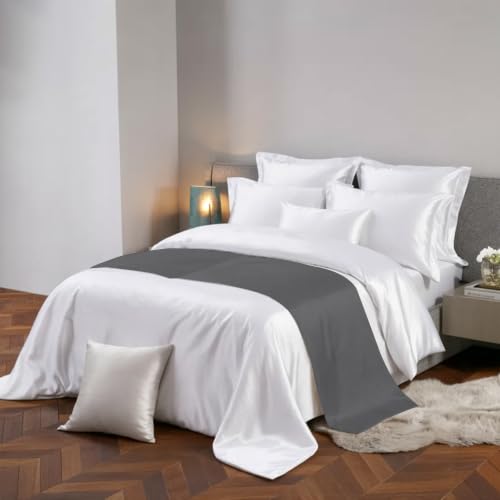 Versotilahome Charcoal Satin Bed Runner Scarf - California King (102x20")