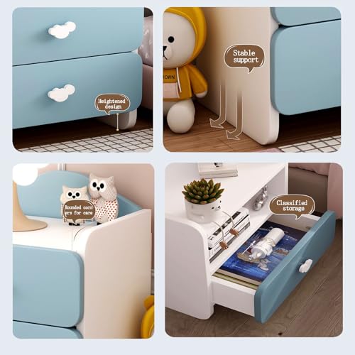 Modern Kids Nightstand with 3 Drawers, Small Wooden Bedside Storage Table