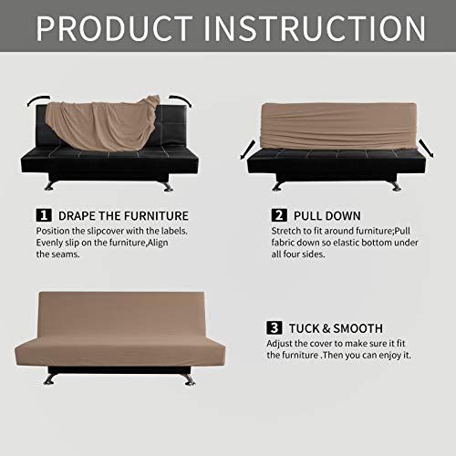 Large Armless Futon Slipcover - Stretch Sofa Bed Protector, Camel