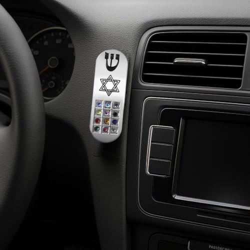 Car Mezuzah with Travelers Prayer Scroll and Hoshen Stones