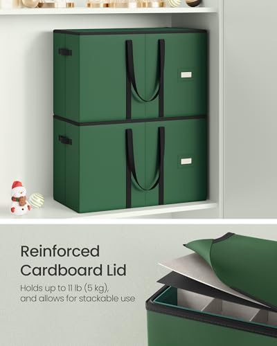SONGMICS Christmas Ornament Storage Boxes Set of 2 with 256 Slots - Forest Green