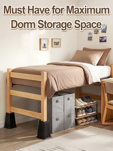 Heavy-Duty Bed Risers - 8 Inch, Non-Slip, Supports 3000 lbs, 4 Pack