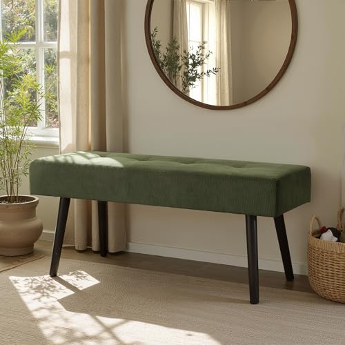 Modern Corduroy Padded Entryway Bench - 39-Inch Rectangular Bed Bench