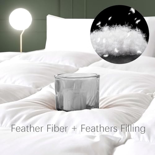 100% Cotton Feather Down Fiber Comforter & Duvet Insert with Corner Tabs