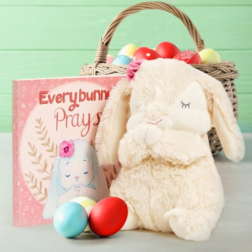 Musical Plush Prayer Bunny & Board Book Gift Set - Pink Baptism Gift