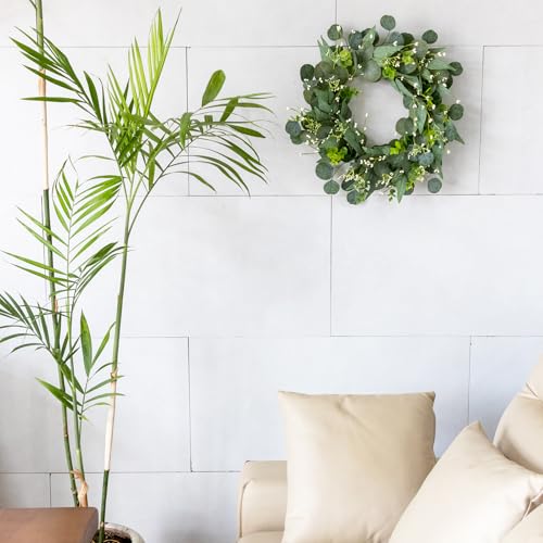 20-Inch Artificial Eucalyptus Wreath with Berries for Front Door Decor
