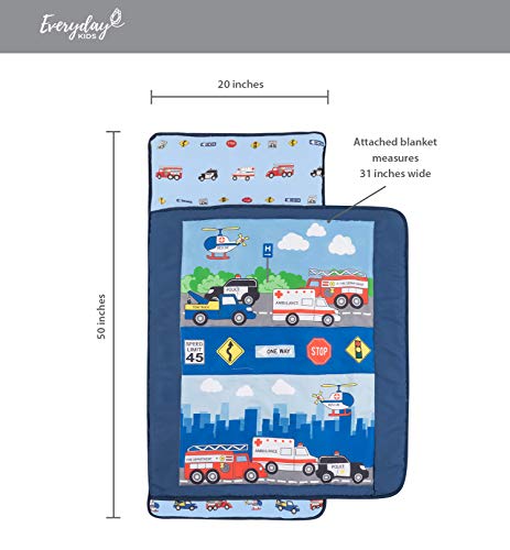 Everyday Kids Toddler Nap Mat with Removable Pillow - Fire & Police Rescue