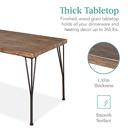 5-Piece Modern Dining Table Set with 4 Chairs - Wood and Metal, Drift Brown