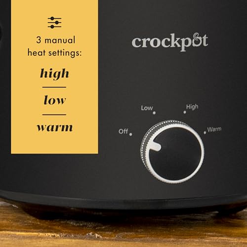 2-Quart Manual Slow Cooker with Oven-Safe Removable Stoneware, Black