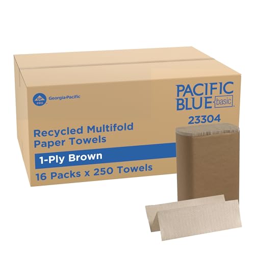 Recycled Multifold 1-Ply Paper Towels, Brown, 4000 Count (16 Packs)