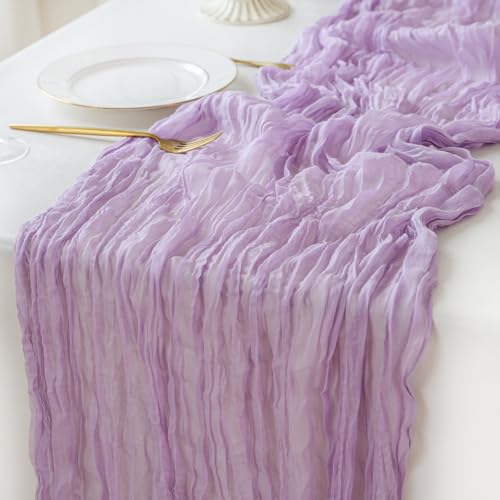 Lavender Purple Cheesecloth Table Runner 35 x 120 Inch Boho Gauze Decor