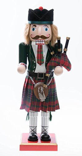 Clever Creations Green Scottish Bagpiper Wooden Nutcracker 14 Inch Christmas Decor