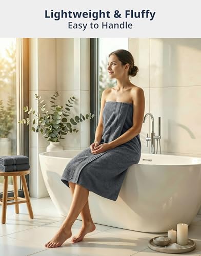 4-Piece Bath Towel Set, 100% Cotton Soft & Absorbent Towels - Cool Grey