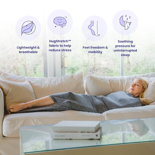 Hooded Sleep Pod Wearable Blanket, Cooling Sensory Swaddle, Grey Medium