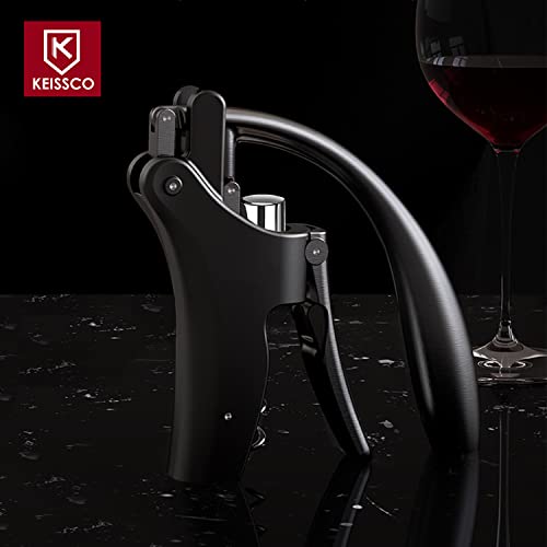 KEISSCO Vertical Lever Corkscrew Wine Opener with Foil Cutter & Extra Screw