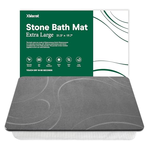 Extra Large Diatomaceous Earth Stone Bath Mat, Quick-Dry Non-Slip Mat