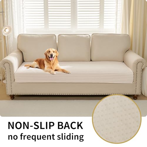 Waterproof Non-Slip Dog Couch Cover - Soft Pet Sofa Protector (Off White, 35" x 82")