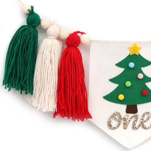 BASCT Christmas 1st Birthday High Chair Banner Tassel Garland - Winter Tree Theme