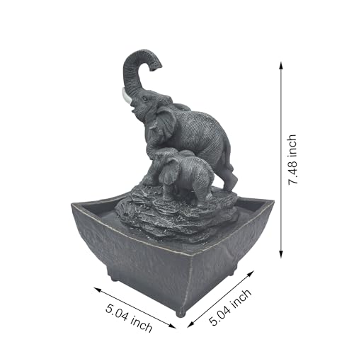 7.5" Elephant Tabletop Water Fountain with Adapter - Indoor Decor