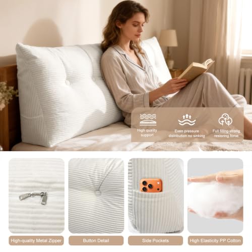 Queen Headboard Pillow Wedge for Reading & Back Support, 59x20x8