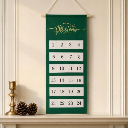 HDLJIAL Christmas Advent Calendar with 24 Pockets Wall Display