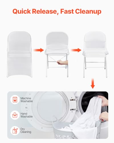 White Spandex Folding Chair Covers - Set of 30 Universal Stretch Slipcovers
