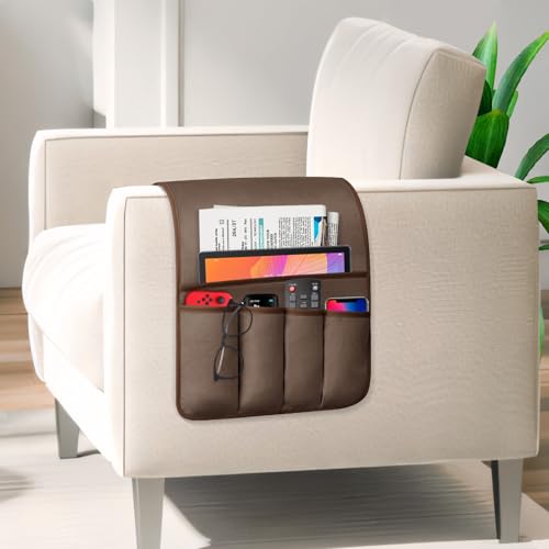 Armchair Remote Control Holder with 5 Pockets, Non-Slip Couch Caddy Organizer