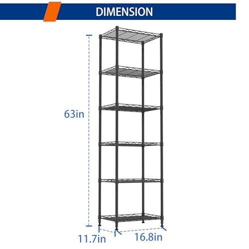 6-Tier Steel Wire Storage Rack Adjustable Shelving Unit Black