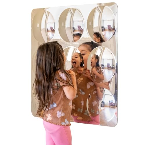 9-Bubble Sensory Wall Mirror for Toddlers, Durable Acrylic Distorted Mirror
