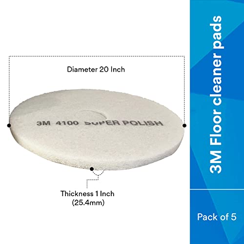 20-Inch White Floor Polishing Pads for Rotary Machines - 5 Pack