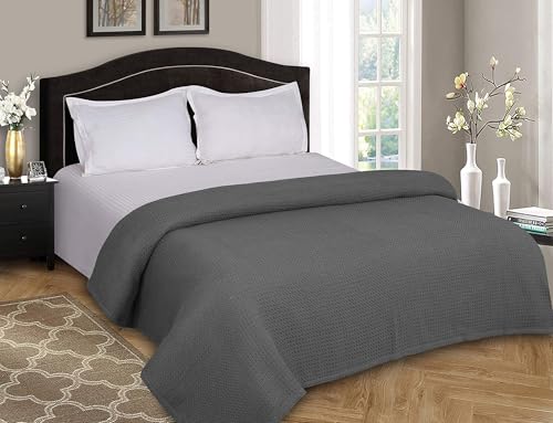 King Size Cotton Bed Blanket - Breathable & Soft Charcoal Grey