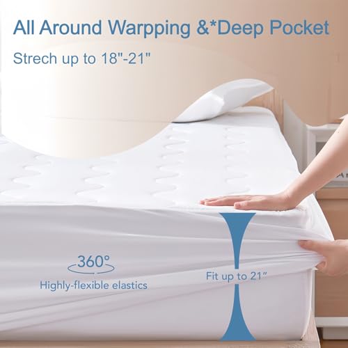 Instant Cool Waterproof Mattress Pad Queen Size - 4-Layer Breathable Protector for Hot Sleepers