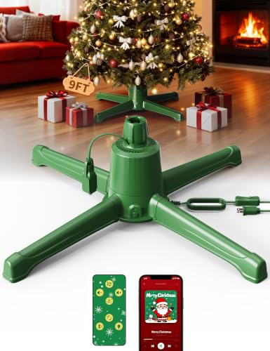 HOPOCO 9ft Musical Rotating Christmas Tree Stand with Remote