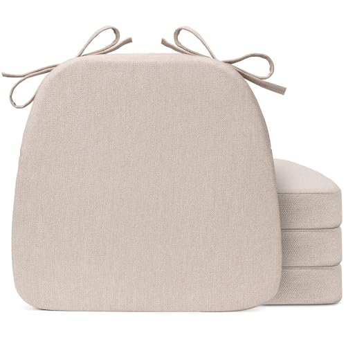 D-Shaped Dining Chair Cushions, 17x16 Inch Non-Slip Seat Pads, 4 Pack